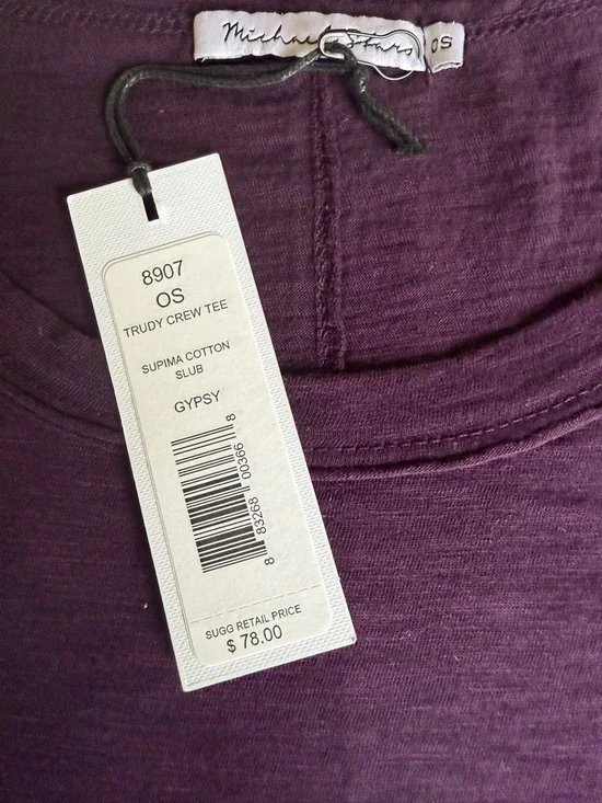 Michael Stars Trudy Crew Tee Supima Cotton Slub Color Gypsy (Eggplant) Small NWT - Picture 6 of 11